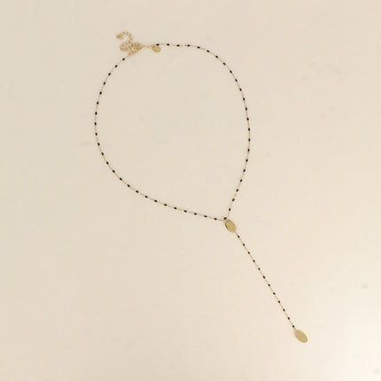 Collier Y - pastilles ovales et chaîne émaillée