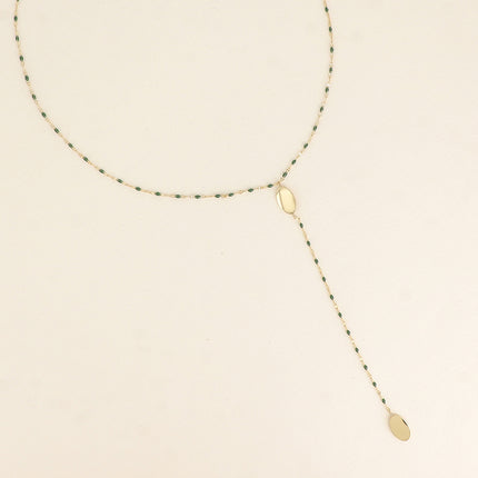 Collier Y - pastilles ovales et chaîne émaillée