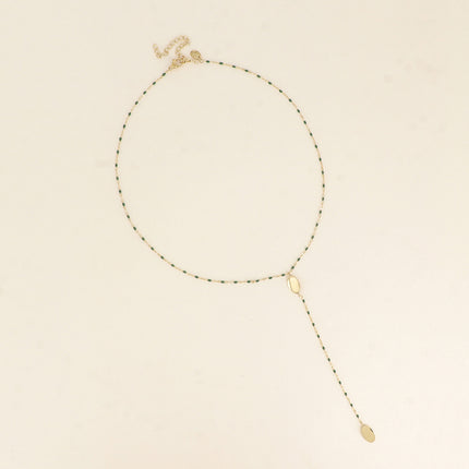 Collier Y - pastilles ovales et chaîne émaillée
