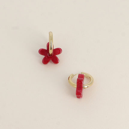 Creole earrings - 18mm resin flower