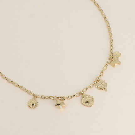 Collier - soleil, étoile, lama, trèfle, coeur