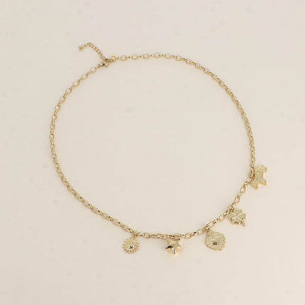 Collier - soleil, étoile, lama, trèfle, coeur