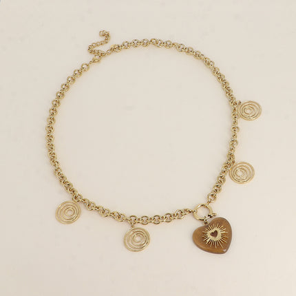 Collier Norah - breloques tourbillons, fermoir bouée avec coeur en résine