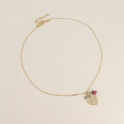 Collier - coeur oeil et de petites pierres naturelles