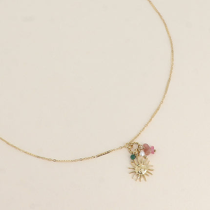 Collier - soleil, pierres naturelles