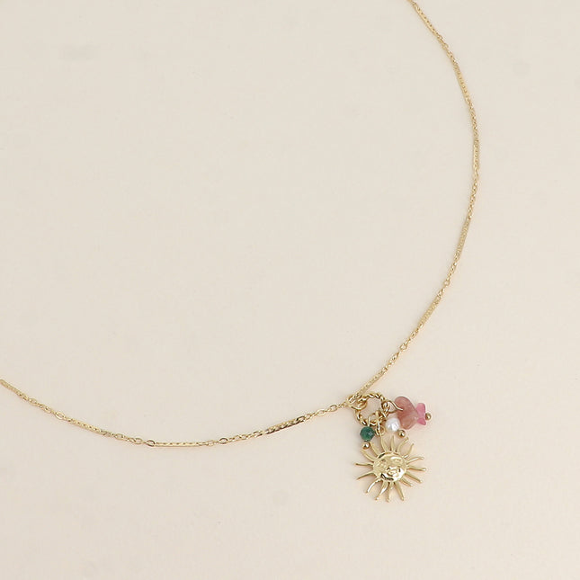 Collier - soleil, pierres naturelles