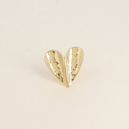 Bague - grand coeur incurvé et texturé