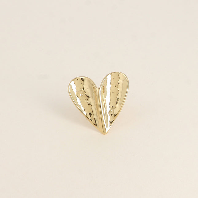 Bague - grand coeur incurvé et texturé