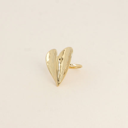 Bague - grand coeur incurvé et texturé