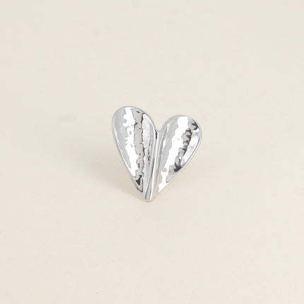 Bague - grand coeur incurvé et texturé