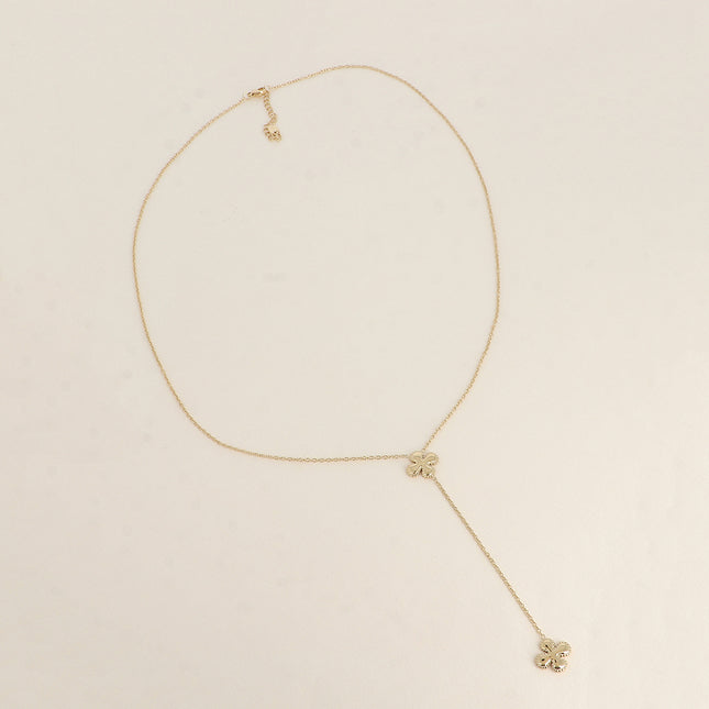 Y-shaped necklace - clovers