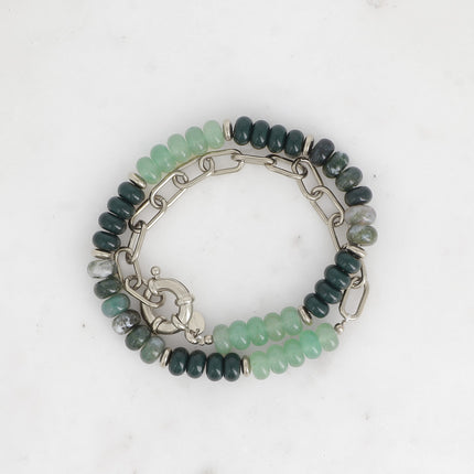 Bracelet Austyn double - 2 tours avec pierres naturelles