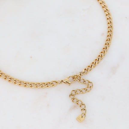 Collier Joyania - pendentif cercle texturé et maille gourmette