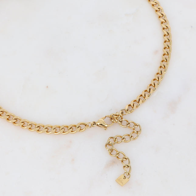Collier Joyania - pendentif cercle texturé et maille gourmette
