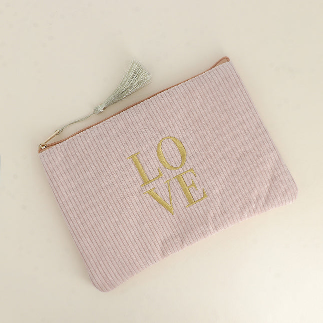 Trousse - LOVE - velours côtelé - 20 x 14 cm