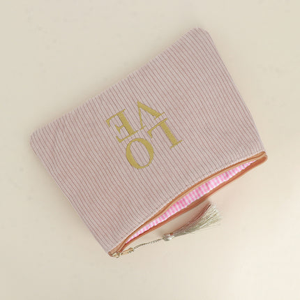 Pouch - LOVE - corduroy - 20 x 14 cm