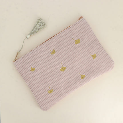 Pencil case - small ginkgo trees - corduroy - 20 x 14 cm