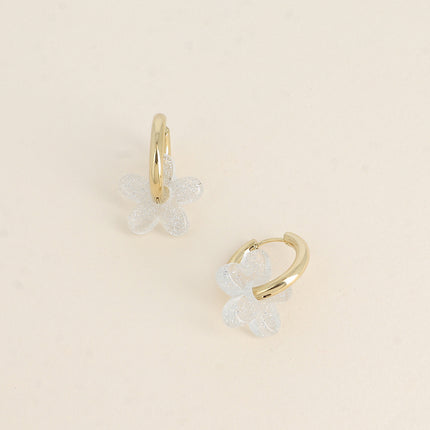 Creole earrings - 18mm resin flower