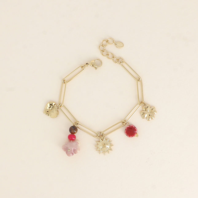 Bracelet - trèfle, soleil, fleurs, coeur