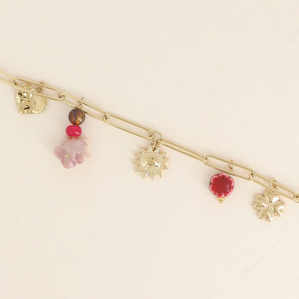 Bracelet - trèfle, soleil, fleurs, coeur
