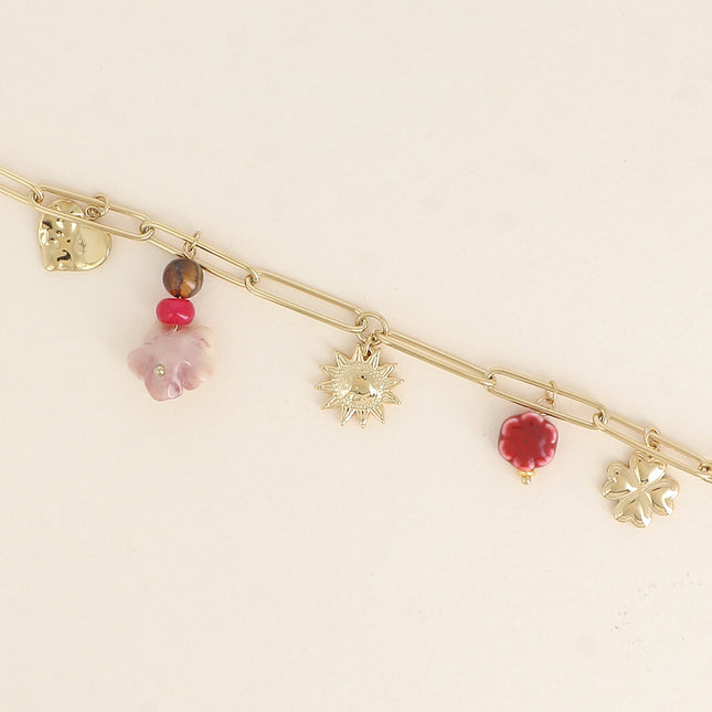 Bracelet - trèfle, soleil, fleurs, coeur