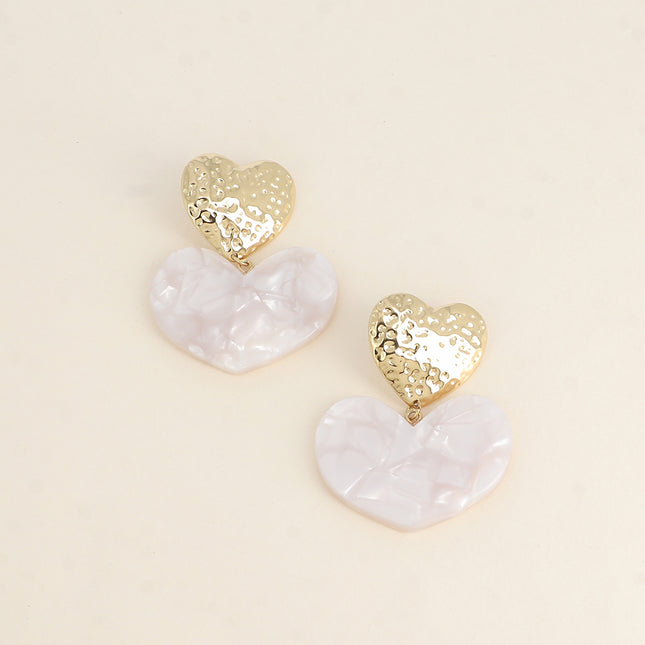 Americano Dangle Earrings - resin and textured hearts