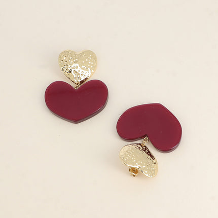 Boucles pendantes Americano - coeurs en résine et texturé