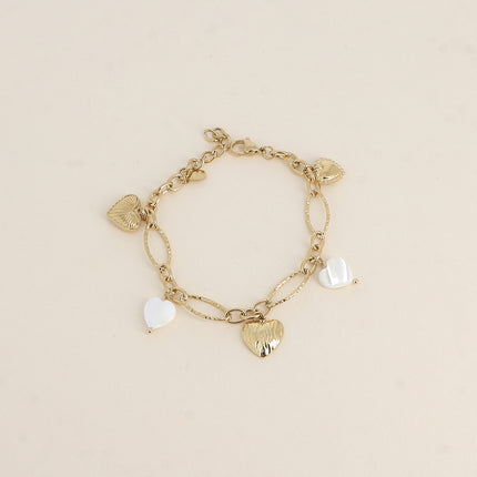 Bracelet - breloques coeurs en acier et en pierre naturelle