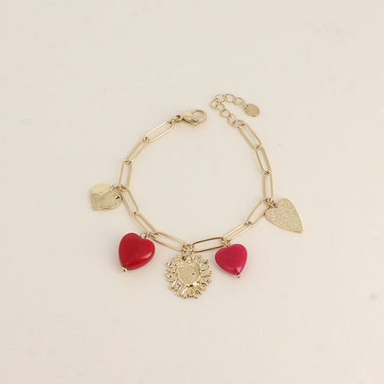 Bracelet Oréa - breloques coeurs en pierre naturelle