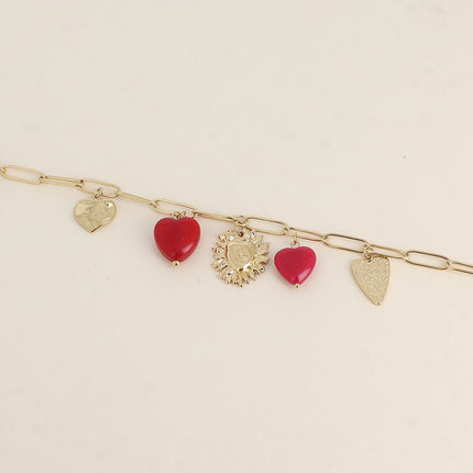 Bracelet Oréa - breloques coeurs en pierre naturelle