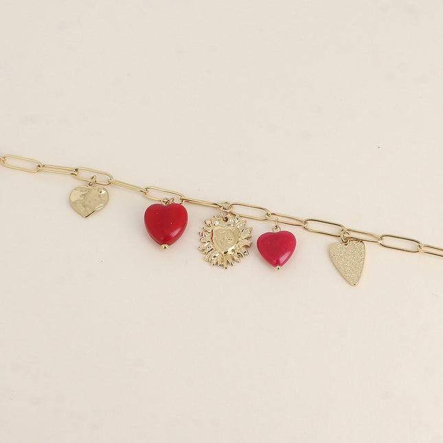 Oréa Bracelet - natural stone heart charms