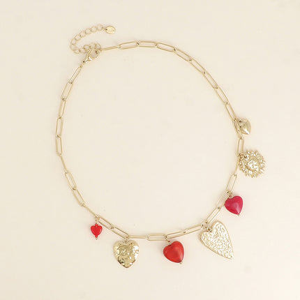 Collier Oréa - breloques coeurs en pierre naturelle