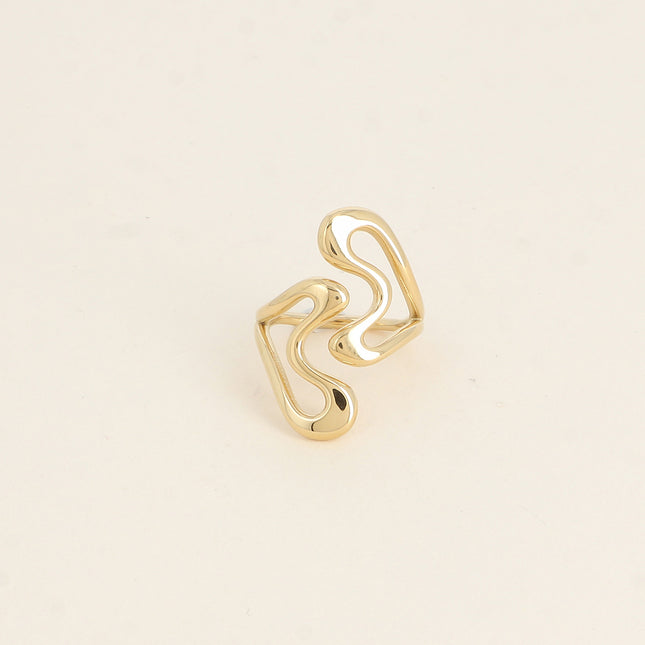 Bague large ouverte - double coeur ajouré