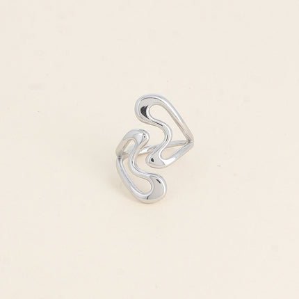 Bague large ouverte - double coeur ajouré