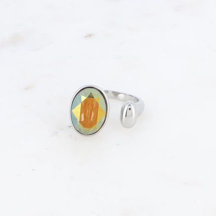 Bague ouverte - cristal taillé ovale 10x14mm