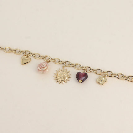 Bracelet Flore - coeur, éclipse, fleur en céramique, coeur en résine, fleur