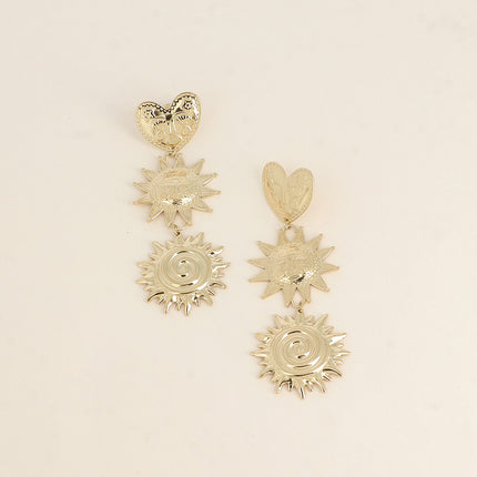 Boucles pendantes Alida - 3 pièces (un coeur et 2 soleils)
