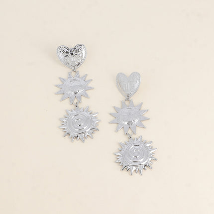 Boucles pendantes Alida - 3 pièces (un coeur et 2 soleils)