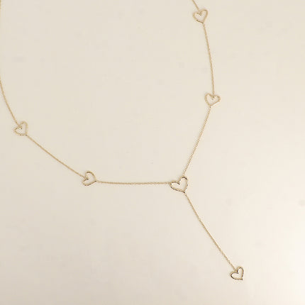 Collier Y - coeurs ajourés