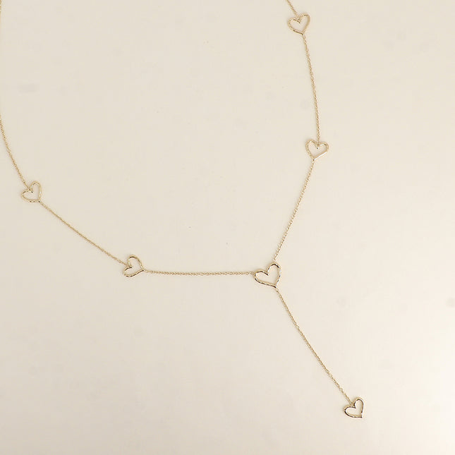 Y-shaped necklace - openwork hearts
