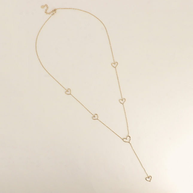 Y-shaped necklace - openwork hearts