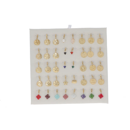 Kit de 40 charms en acier inoxydable - doré mix - fleury et pierres naturelles - prix de 2,50€/pc