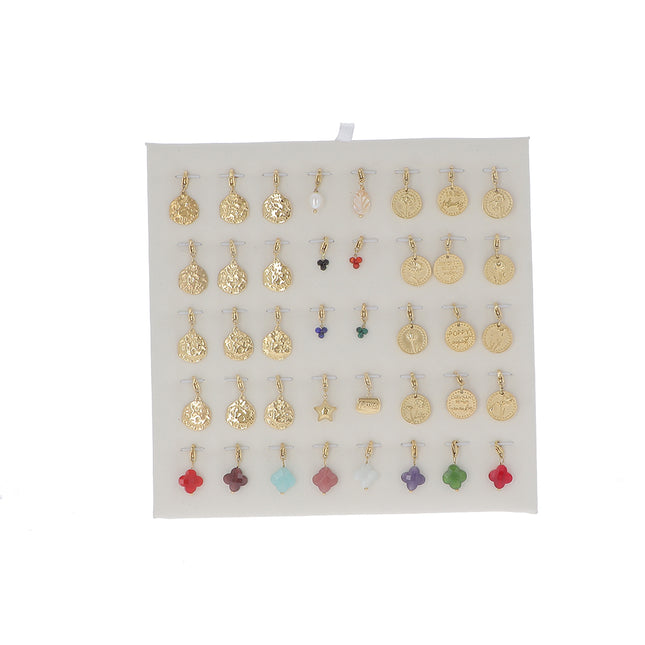 Kit de 40 charms en acier inoxydable - doré mix - fleury et pierres naturelles - prix de 2,50€/pc