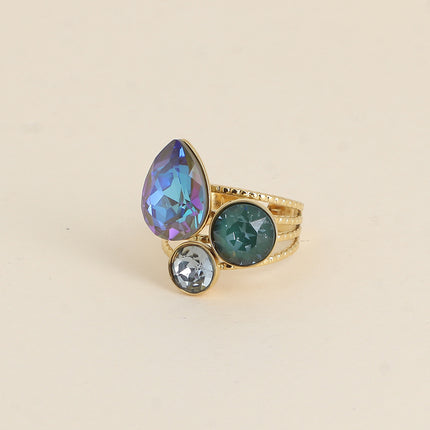 Bague Trilogie Goutte - cristaux Swarovski® goutte et rondes