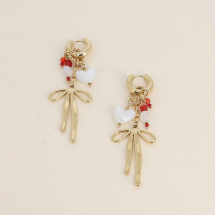 Créoles - anneau torsadé, noeud papillon, coeur et pierres naturelles