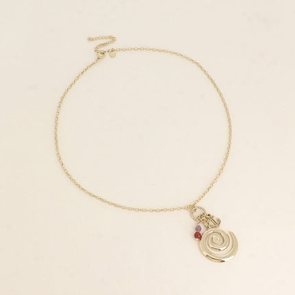 Collier - coquillage escargot, ancre et pierres naturelles