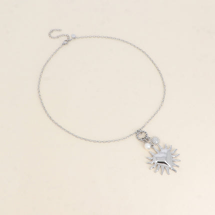 Necklace - heart, sun and freshwater pearl