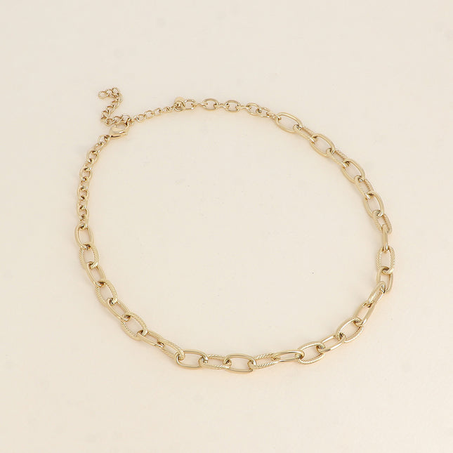 Collier - maille aux anneaux ovales lisses et torsadés