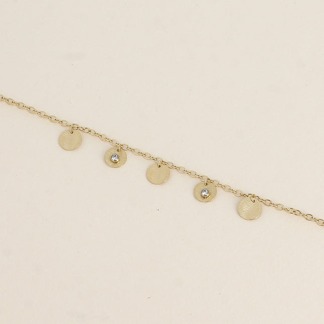 Bracelet - boules et pampilles rondes effet pailletées avec oxydes de zirconium