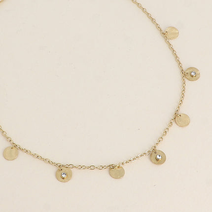 Collier - boules et pampilles rondes effet pailletées avec oxydes de zirconium